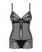 Бебідол з ажурним ліфом і шнурівкою Obsessive Contica чорний, S/M 410720 фото 3