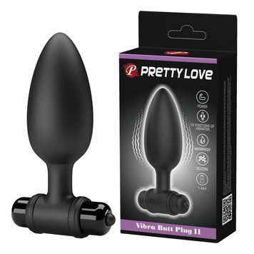 Анальний вібратор пробка PRETTY LOVE чорний, 11.8 х 3.8 см BI-040107 фото