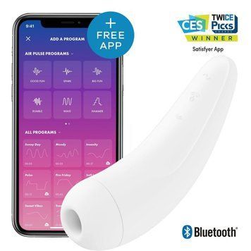 Безконтактний вакуумний смарт-стимулятор клітора Satisfyer Curvy 2+ білий T360113 фото