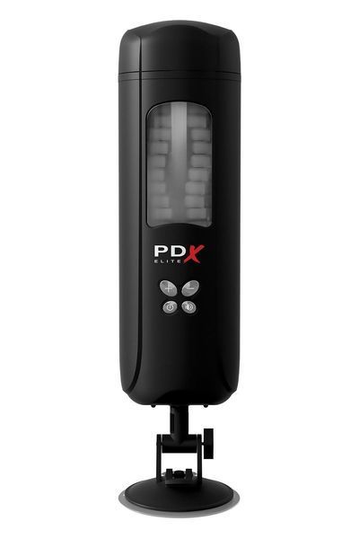 Мастурбатор вагіна в колбі автоматичний Pipedream PDX на присосці, з голосом, чорний, 24.5 см P61439 фото