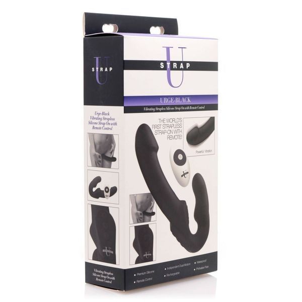 Безремневый страпон с пультом Urge Strapless Strap-On Vibrator черный 30641 /AF707 фото