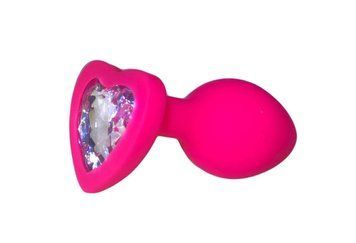 Анальная пробка Pink Silicone Heart White Shape S 286278 фото