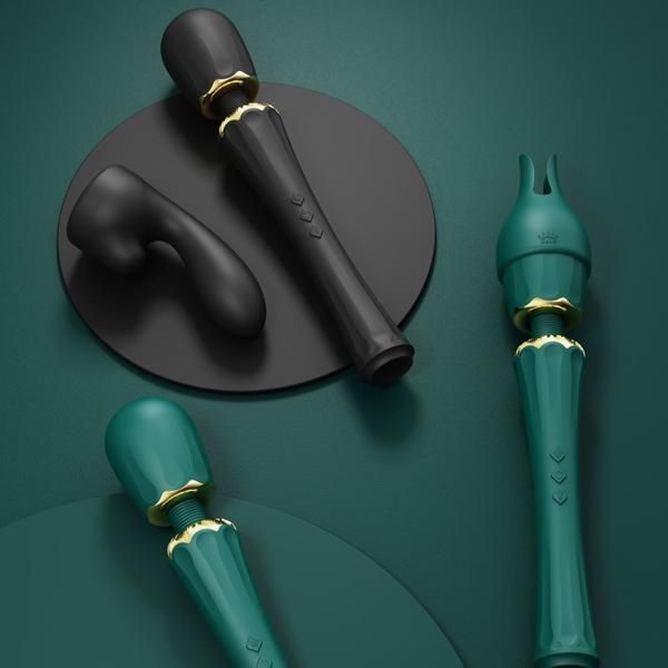 Вібратор мікрофон з насадками Zalo Kyro Wand Turquoise Green ZL02402 фото