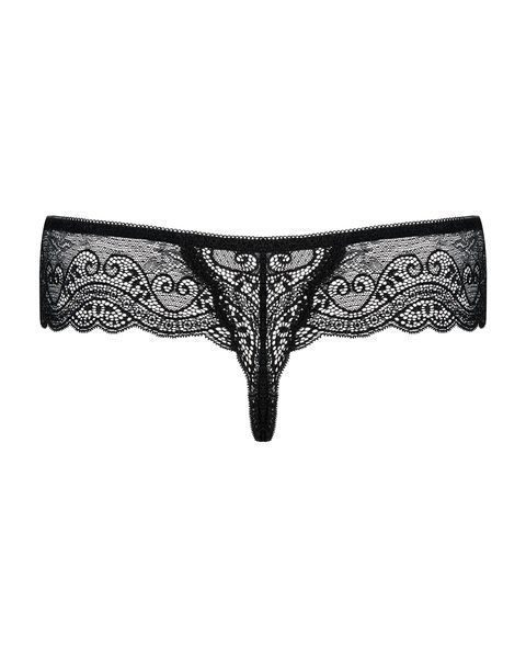 Трусики- стринги кружевные черные Obsessive Miamor L/XL 410023 фото