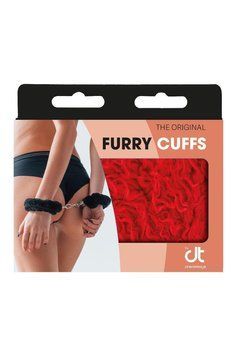 Наручники металеві Dream Toys Furry Сuff з червоним хутром T160028 фото