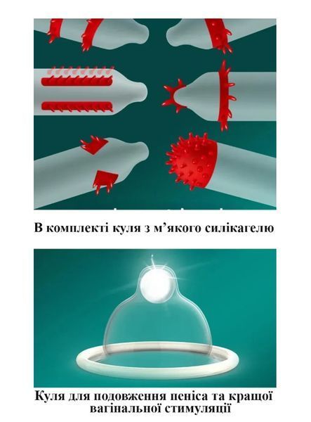 Презерватив OLO з вусиками + кулька "Phoenix Spiny condom" (у комплекті 1 презератив + 1 кулька) OLO206813 фото