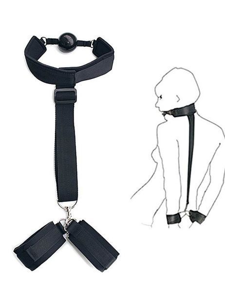 Бондаж із фіксацією за спиною Star Night з кляпом та наручниками, чорний, One Size C80709 фото