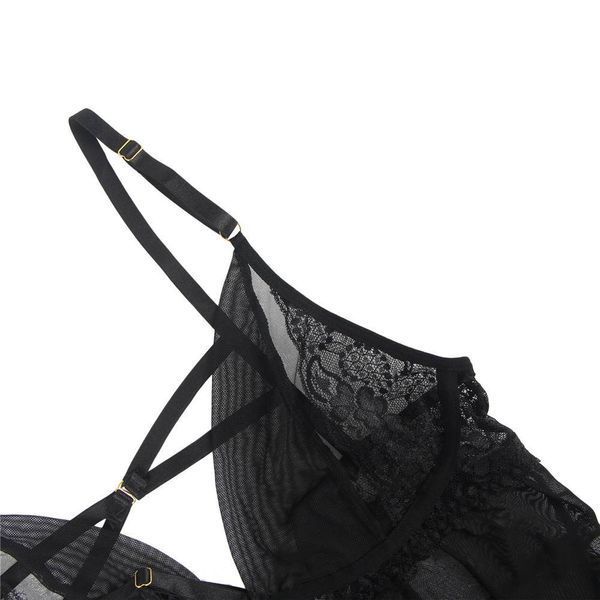 Пеньюар з трусиками Star Night на бретельках, чорний, XS-S R80747/XS/S фото