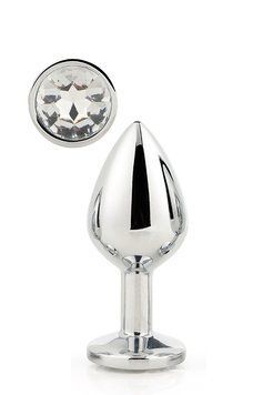 Анальная пробка с камнем GLEAMING LOVE SILVER PLUG LARGE DT21787 фото