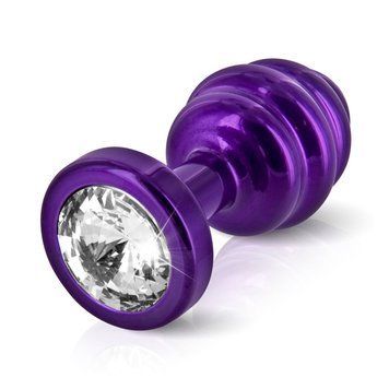 Анальна пробка с камнем Diogol-Ano Butt Plug Geribbeld Paars 3 см D26637 фото