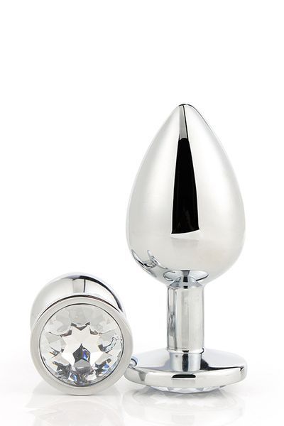 Анальная пробка с камнем GLEAMING LOVE SILVER PLUG LARGE DT21787 фото