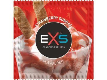 Презервативи латексні EXS Flavoured Strawberry Sundae зі смаком полуниці, веганські (ціна за 10 шт) EXS102658 фото