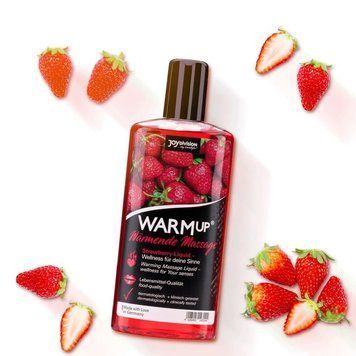 Розігріваюча їстівна масажна олія WARMup Strawberry, 150 мл JD14314 фото