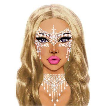 Наклейки для обличчя Diamond Sticker Masquerade White Leg Avenue 602033 фото