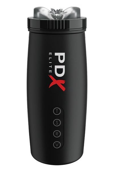 Мастурбатор Pipedream PDX Elite з вібрацією та всмоктуванням, чорний, 22 см P61437 фото