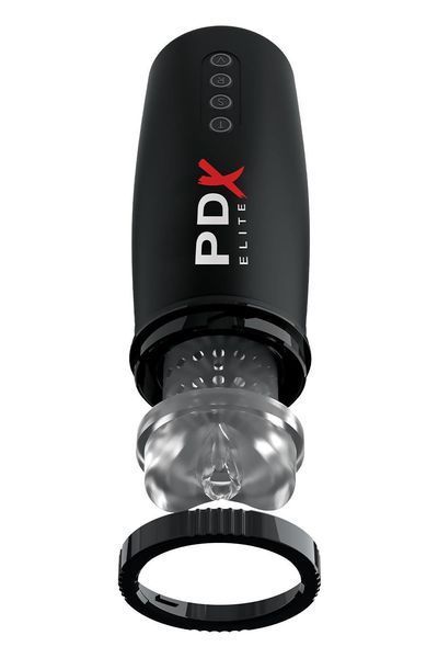 Мастурбатор Pipedream PDX Elite з вібрацією та всмоктуванням, чорний, 22 см P61437 фото