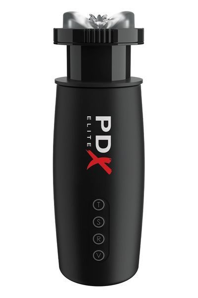 Мастурбатор Pipedream PDX Elite з вібрацією та всмоктуванням, чорний, 22 см P61437 фото