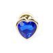 Анальная металлическая золотая пробка с камнем в форме сердца Синий S Jewellery BS64041 фото 3