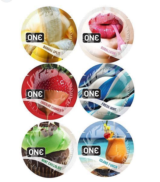 Набір оральних презервативів One Flavor Waves Island Punch Тропічний коктейль (ціна за 5 шт.) ON221631 фото