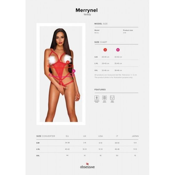 Комплект-боді Obsessive Merrynel set S/M Червоний 410981 фото