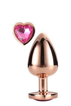 Анальная пробка с сердцем GLEAMING LOVE ROSE GOLD PLUG LARGE DT21791 фото