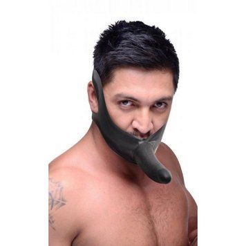 Страпон на голову Face Fuck Strap On Mouth Gag із чорного латексу 01350 / ad784 фото