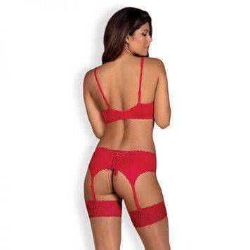 Комплект Obsessive Jolierose 3-pcs set red L/XL 410314 фото