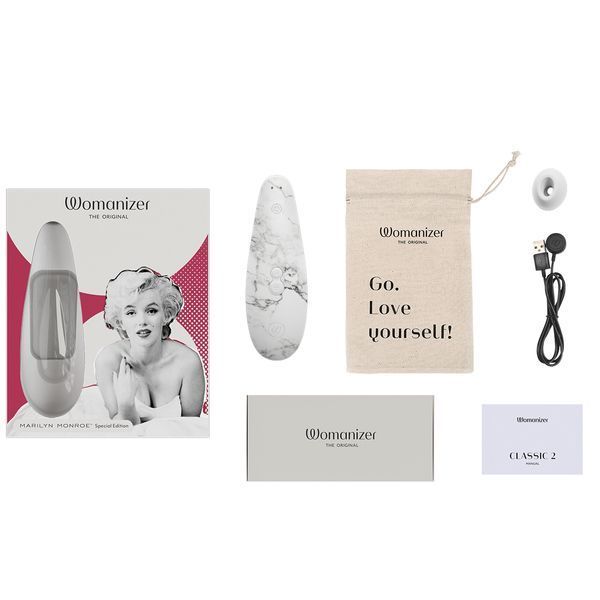 Вакуумний стимулятор клітора Womanizer Marilyn Monroe White Marble W44003 фото
