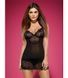 Комплект мереживний Obsessive Alluria пеньюар та трусики, чорний, L/XL 411293 фото 3