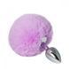 Металева анальна пробка з помпоном light purple S, 14 х 2,8 см 281098 фото 1