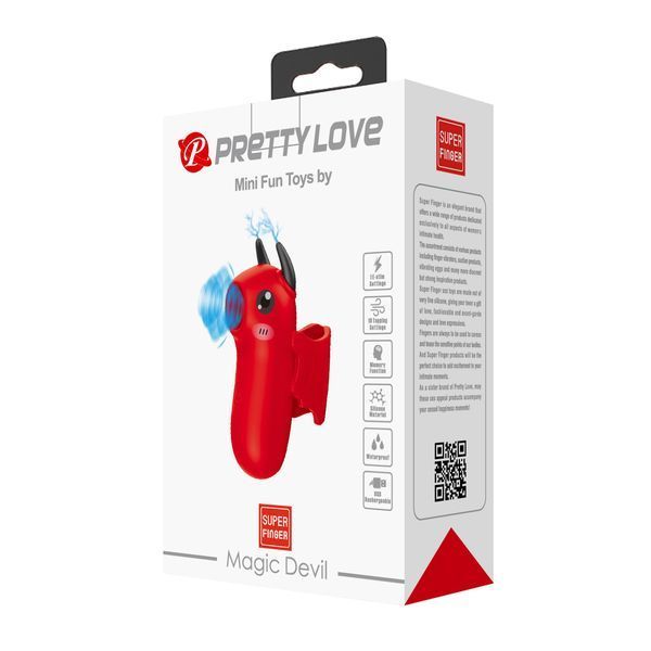 Стимулятор для клітора Pretty Love Magic Devil з сосанням та електростимуляцією, червоний, 6.9 см BI-300070 фото
