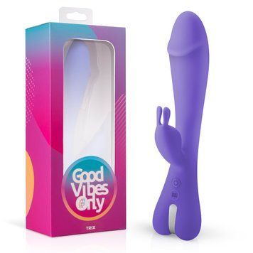 Вібратор-кролик Trix Good Vibes Only, силіконовий, фіолетовий, 22.5 см х 4 см 00711 / GVO005 фото