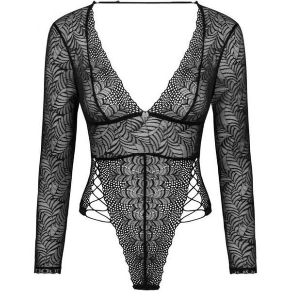 Сексуальное ажурное боди с рукавами Obsessive Merlys XS/S 411603 фото