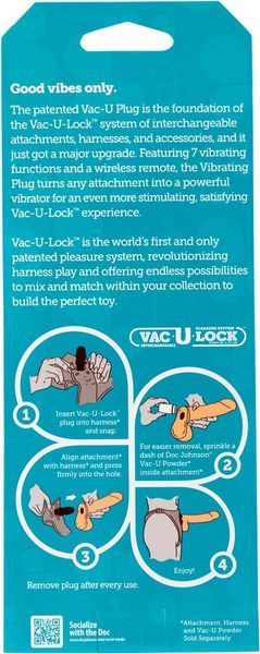 Крепление Vac-U-Lock с вибрацией для страпона Doc Johnson, с пультом дистанционного управления DJ15600 фото