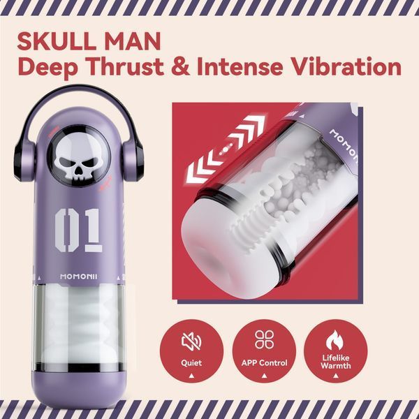 Мастурбатор автоматичний фрикційний BeYourLover SKULL MAN Momonii 01 з вібрацією та підігрівом BYL310433 фото