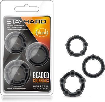 Набір ерекційних кілець Blush Stay Hard чорний, 3 шт. T330567 фото