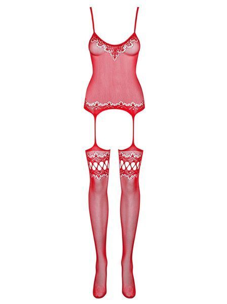Комбінезон Obsessive Bodystocking F214 червоний S/M/L 410306 фото