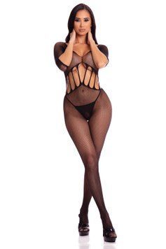 Комбінезон Pink Lipstick Amplify Crotchless, O/S, в дрібну сітку, чорний 7227046BLK фото