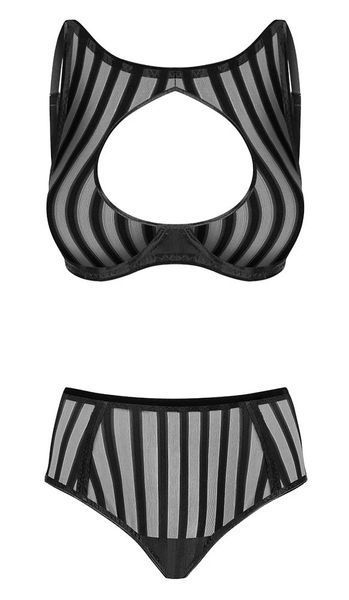 Комплект Noir Handmade бюстгальтер з високою горловиною та трусики, чорний, XL 121418-3 фото