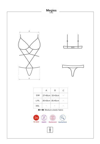 Боді Obsessive Megies з стрепами, що перехрещуються, чорно-червоний, L/XL 410643 фото