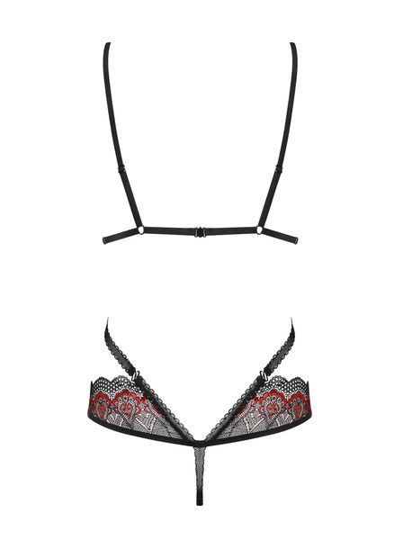 Боді Obsessive Megies з стрепами, що перехрещуються, чорно-червоний, L/XL 410643 фото