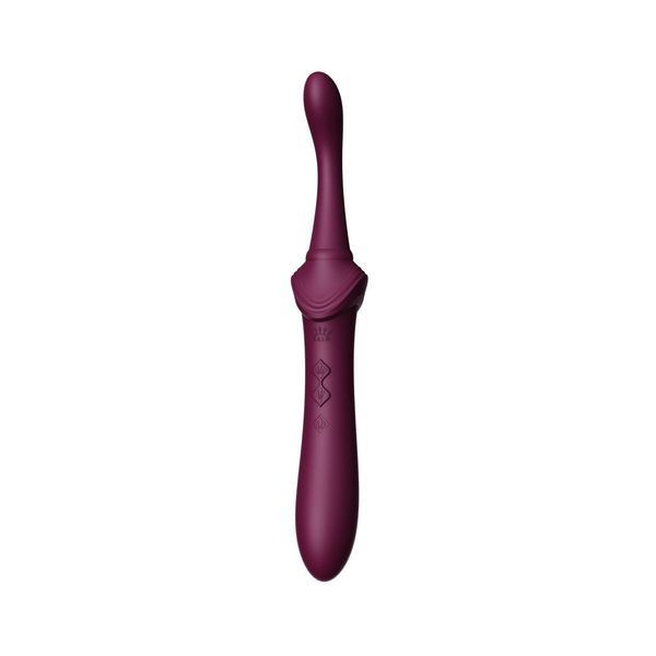 Вібратор двосторонній універсальний ZALO BESS 2 Velvet Purple з 4 насадками та нагріванням, фіолетовий ZL03102 фото