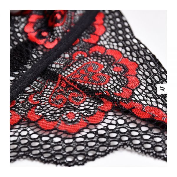 Боді Obsessive Megies з стрепами, що перехрещуються, чорно-червоний, L/XL 410643 фото