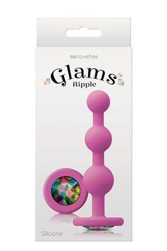 Анальна пробка з кристалом GLAMS RIPPLE RAINBOW GEM PINK T280779 фото