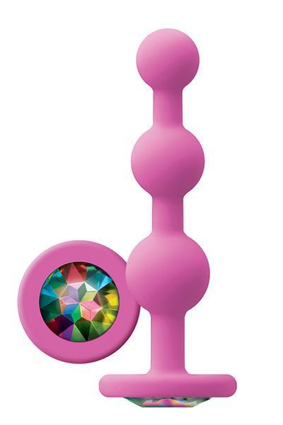 Анальная пробка с кристаллом GLAMS RIPPLE RAINBOW GEM PINK T280779 фото