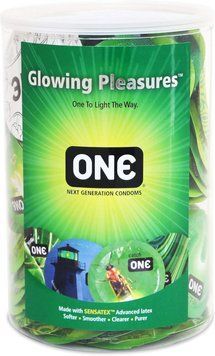 Набір флуоренцетних презервативів ONE Glowing Pleasures світяться у темряві (ціна за упаковку, 100 шт) ONE11500B фото
