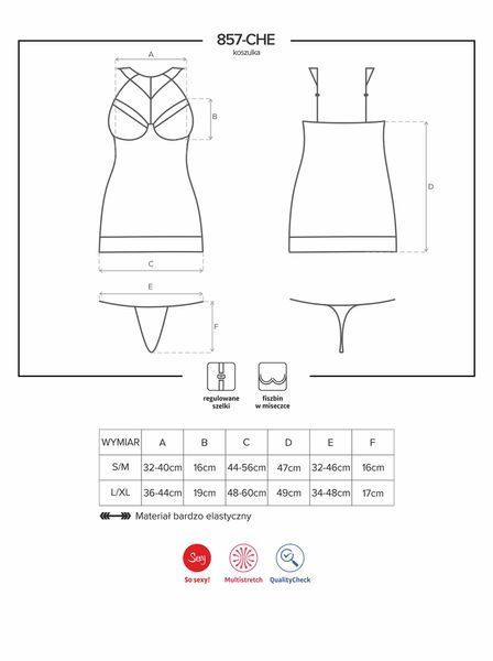 Пеньюар Obsessive 857-CHE-1 chemise S\M Чорний 410395 фото