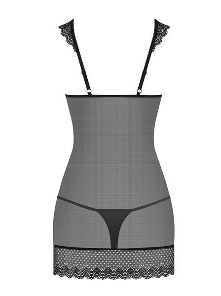 Пеньюар Obsessive 857-CHE-1 chemise S\M Чорний 410395 фото