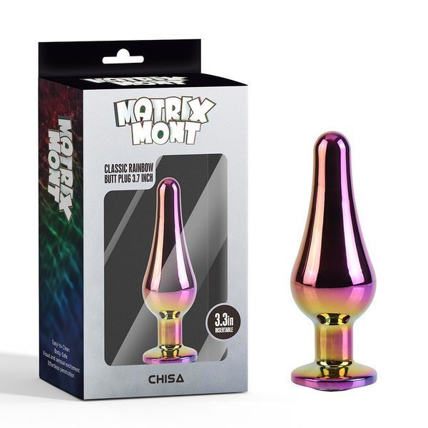 Анальная пробка классическая разноцветная CHISA MATRIX MONT с разноцветным камнем, 9.5 см, &Phi;3.2 см CN-941401456 фото