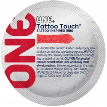 Набір презервативів із рельєфом у вигляді тату One Tattoo Touch червоні (ціна за 5 шт.) ON223442 фото